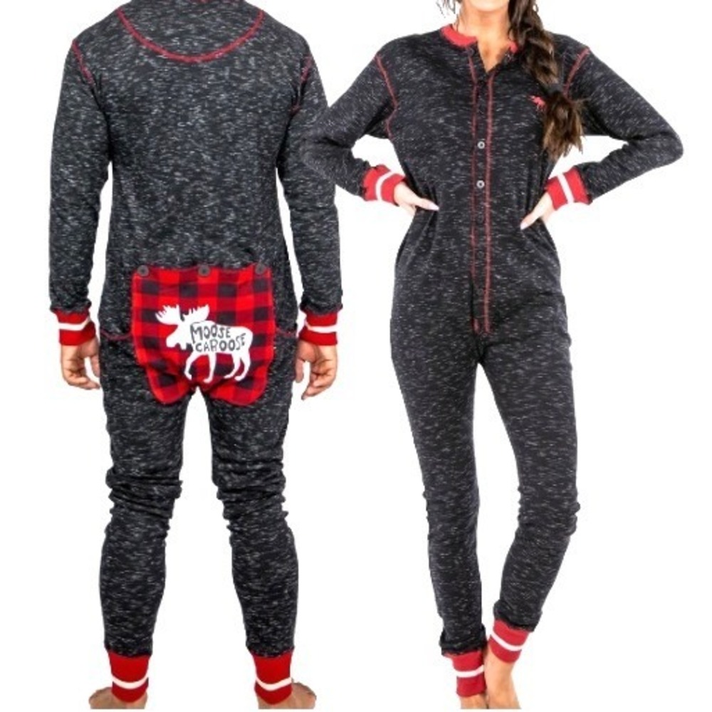 LAZY ONE Adult Unisex Small Moose Caboose One Piece Flapjack Union Suit Pajamas